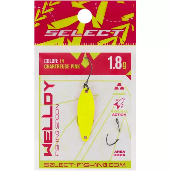 Блешня Select Welldy 1.8g 31mm #14 Chartreuse Pink, Вага блешні: 1.8, Колір блешні: #14 Chartreuse Pink, фото , изображение 2